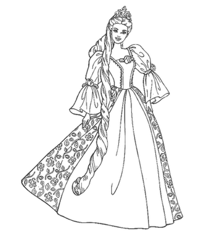 Coloriage barbie princesse raiponce